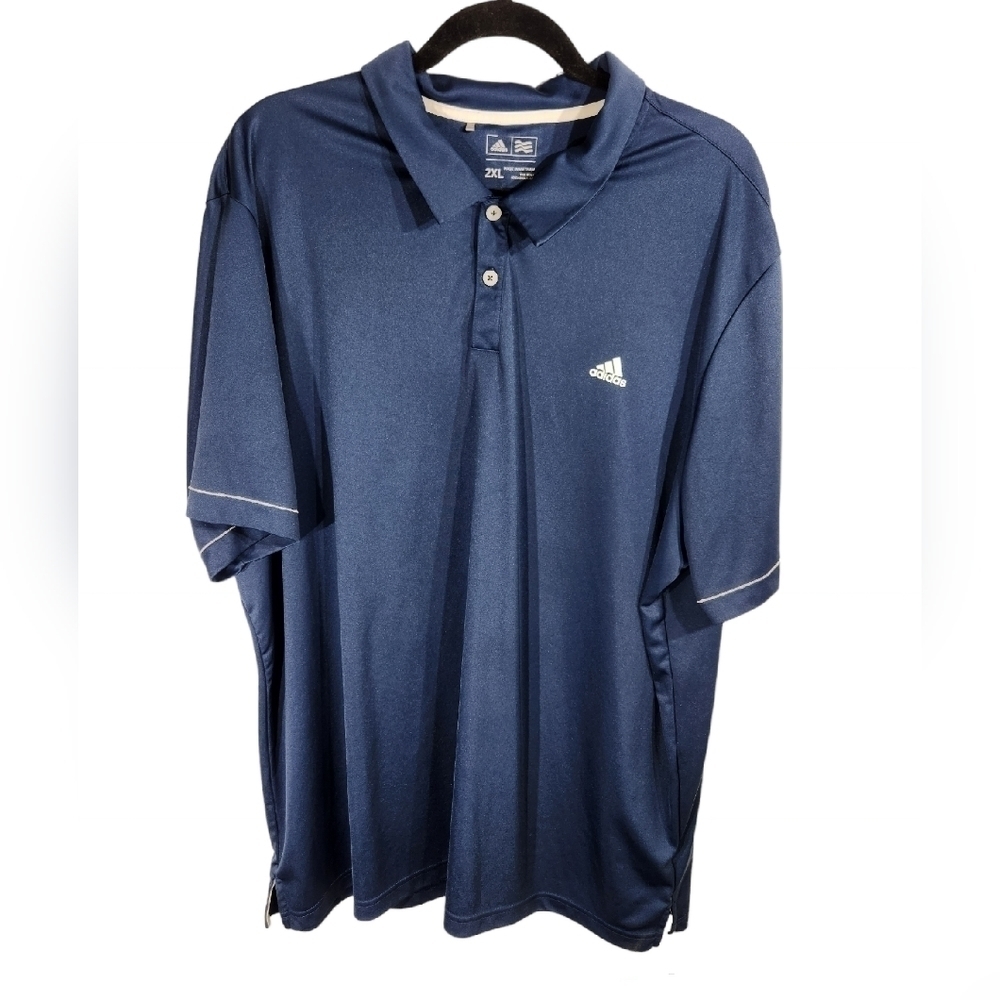 Adidas Polo Shirt Mens 2XL Blue Short Sleeve
